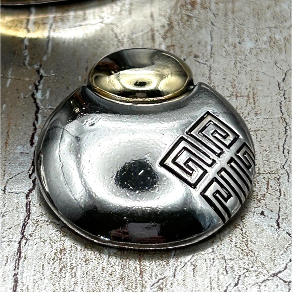 Vintage 80s Rare Givenchy Wide Cuff Two Tone Bracelet & Clip On Earrings Bundle - Picture 11 of 16